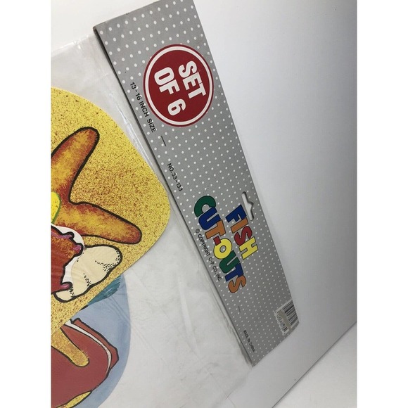 Tropical Fish Ocean Cut Outs Set 6 13-16" Birthday Party Classroom Decor Vintage - Picture 4 of 5